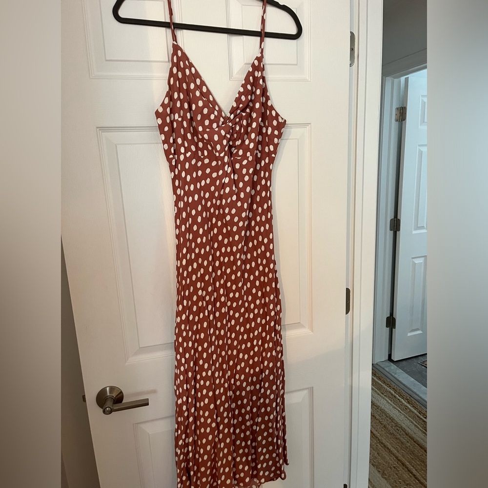 Abercrombie & Fitch Mocha midi polka dot dress - size XL